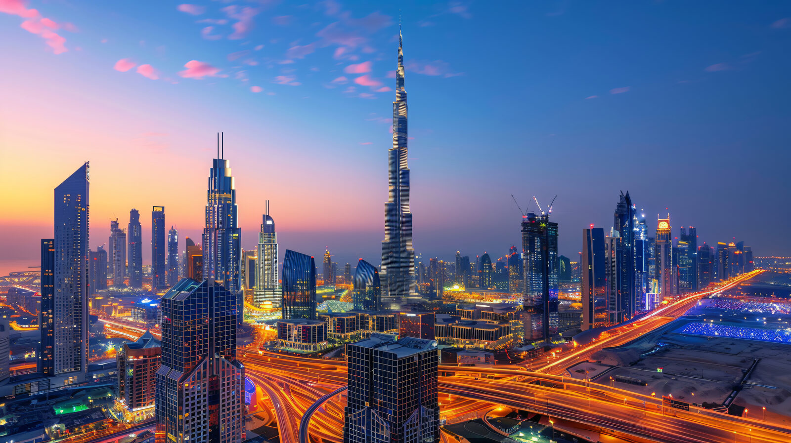 Dubai skyline at dusk